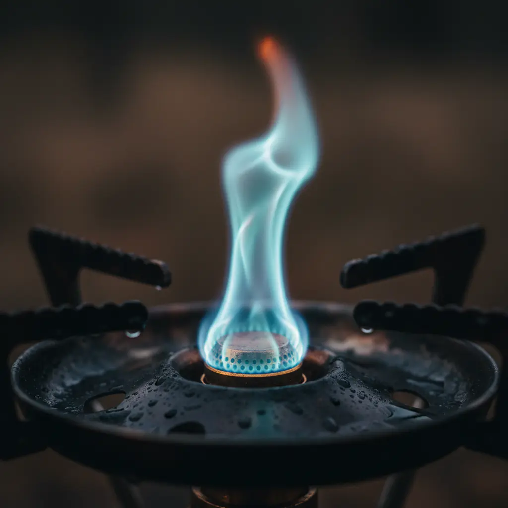 Macro shot of intense blue flame