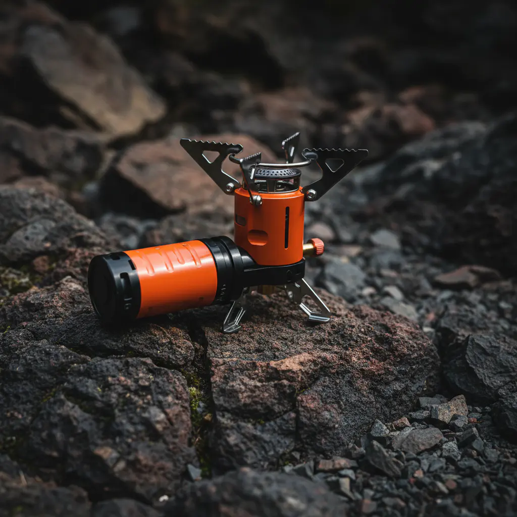 Durable orange and black gas stove