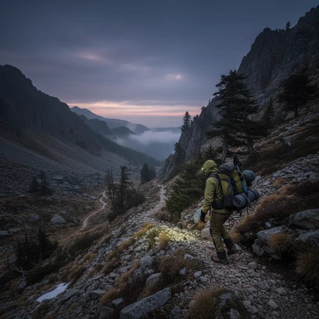 Team member hiking
